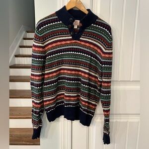 Brooks Brothers Red Fleece Men’s Fair Isle Wool Shawl Collar Pullover Sweater XL